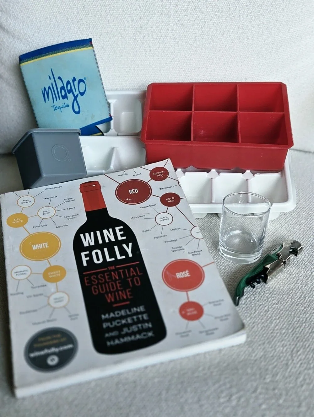 Ultimate Home Bar & Bar Cart Accessory Bundle - Wine Book, Silicone Ice Molds